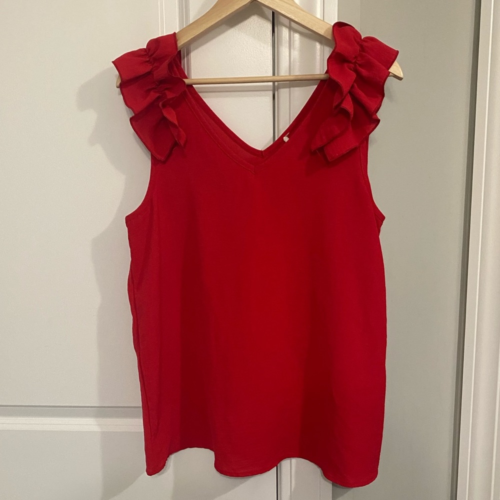 Red ruffle maternity top